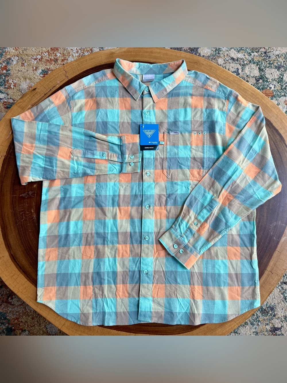 Columbia PFG Slack Tide Flannel LS Omni-Wick Plaid Button-Up XXL Fishing